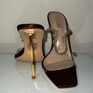 Brown Satin Miss Lola Heels